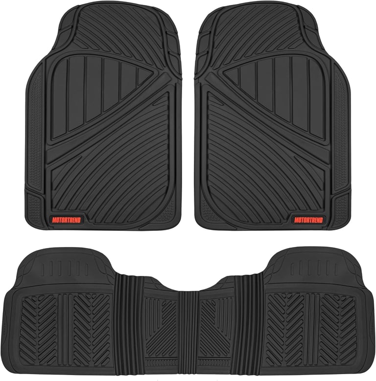 Motor Trend FlexTough Performance All Weather Rubber Car Floor Mats - 3 Piece Floor Mats Automotive