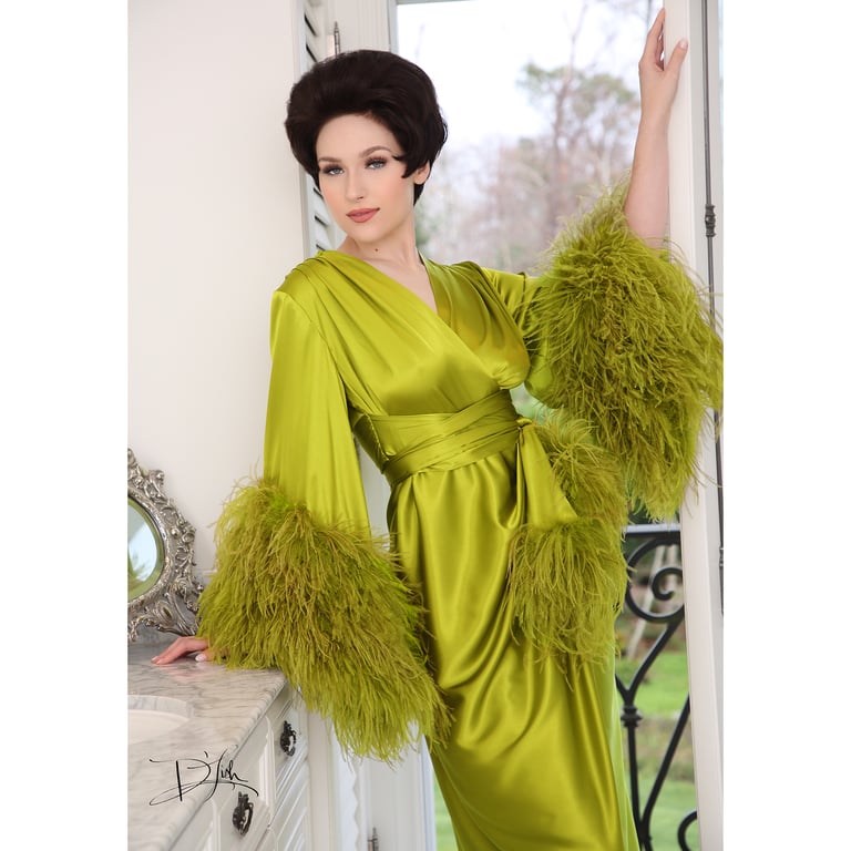 Spring Olive Ostrich "Selene" Size S