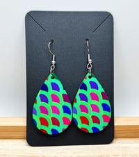 Image 1 of Colorful, artsy wooden dangle earrings - Circles