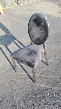 Image 1 of Silver chrome and black Velvet  lux Adult chair 