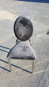 Image 2 of Silver chrome and black Velvet  lux Adult chair 