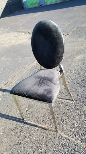 Image of Silver chrome and black Velvet  lux Adult chair 
