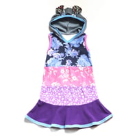 Image 1 of floral purple pink blue 6/7 rabbit ears hooded hoodie hood sleeveless tank bunny twirl dress