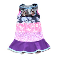 Image 2 of floral purple pink blue 6/7 rabbit ears hooded hoodie hood sleeveless tank bunny twirl dress