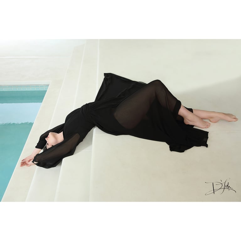 Black Sheer "Beverly" Dressing Gown PRE-ORDER