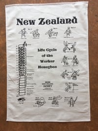 Bee Tea Towel with the Life Cycle of the worker Honey Bee