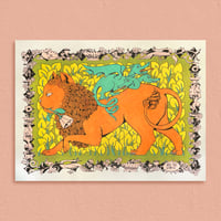 Image 1 of Medieval Lion Risograph Print