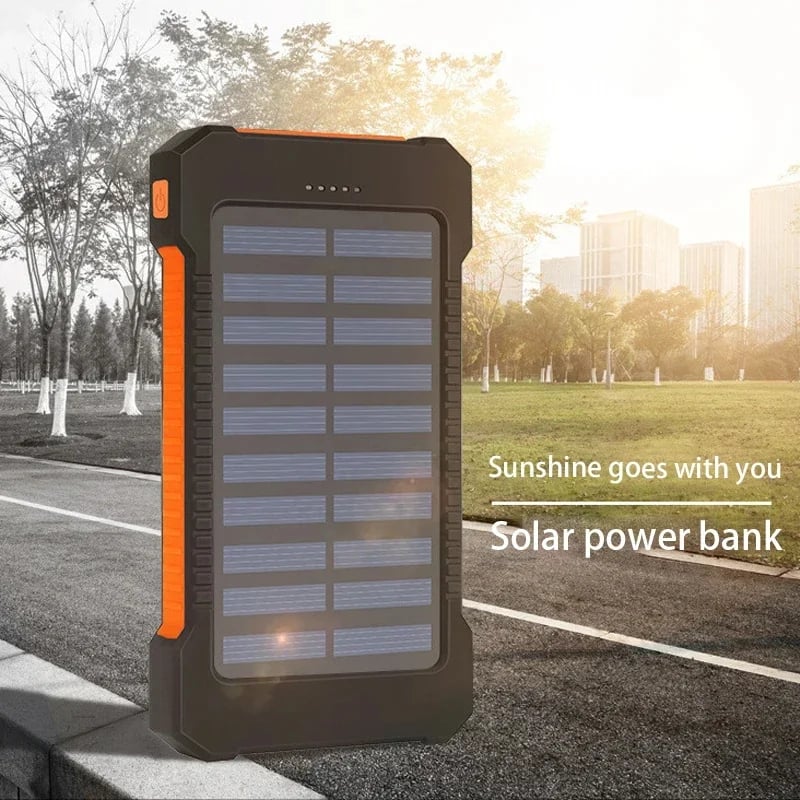 Large Capacity Solar Power Bank Portable With Lanyard Compass External Battery 