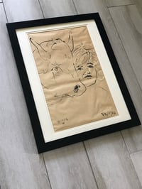 Image 2 of Rare 1968 Arnold Daghani Original Minimal Ink on Paper Work, Framed, Signed, Dated '68