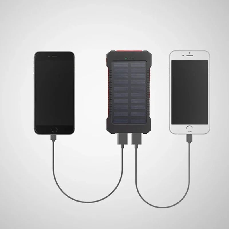 Large Capacity Solar Power Bank Portable With Lanyard Compass External Battery 