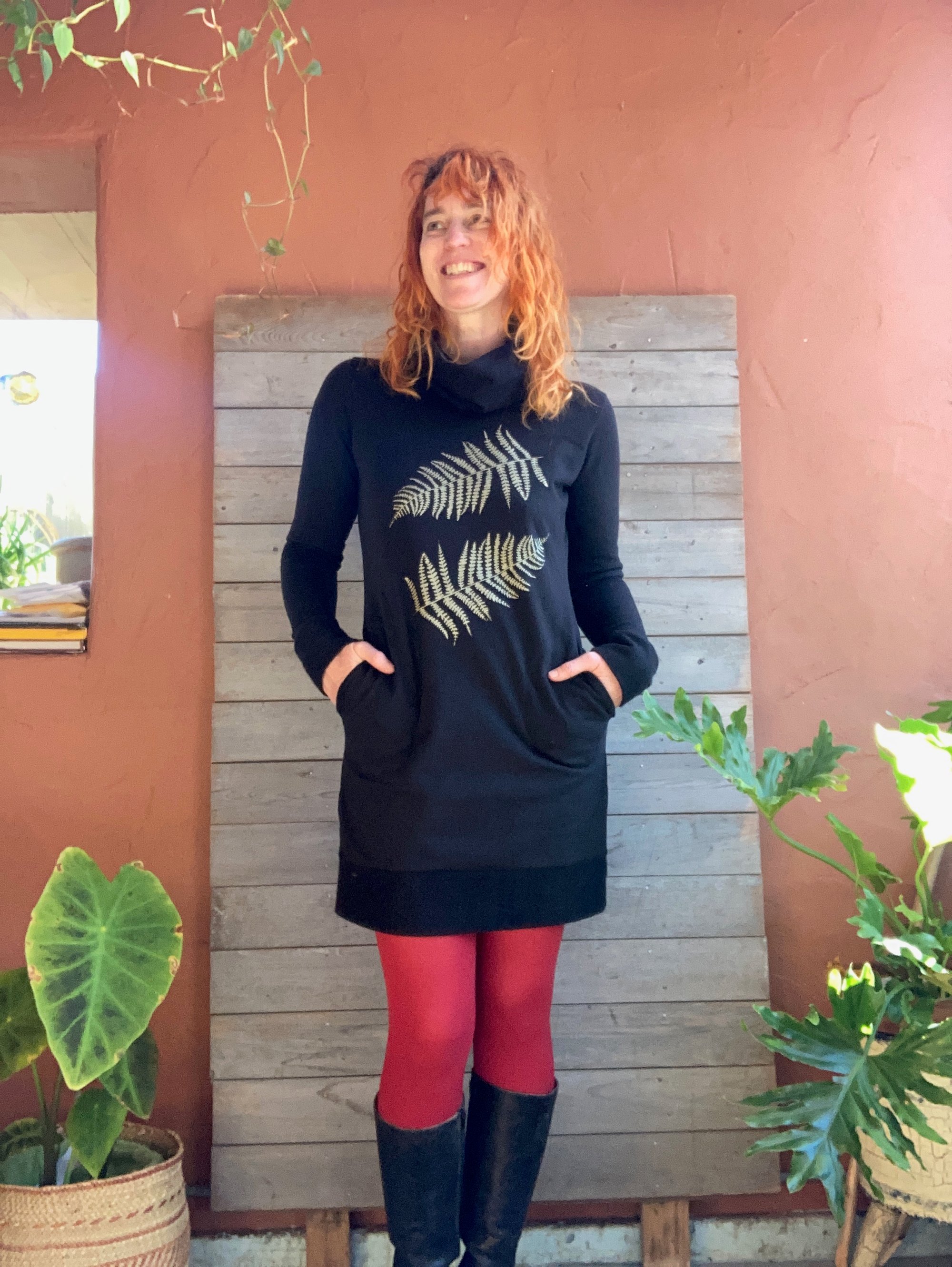 Gold Fern Turtleneck Dress (organic cotton) | Nic and the Newfie Gold Fern Turtleneck Dress (organic cotton) | Nic and the Newfie