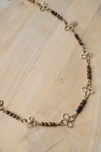 Image 2 of Tigers Eye + Brass Clover Choker