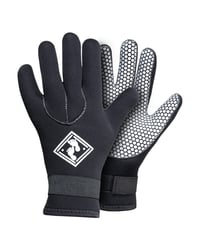 Two bare feet 3 mm neoprene gloves 