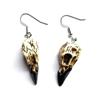 Image 3 of Resin Crow Skull Earrings
