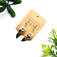Image 1 of Resin Crow Skull Earrings