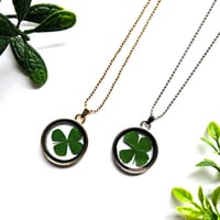 Image 1 of Lucky Four Leaf Clover Glass Locket