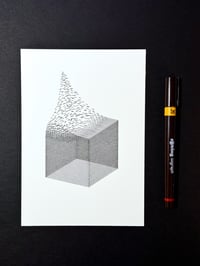 Image 3 of Cube Pull — 5x7" pen plot