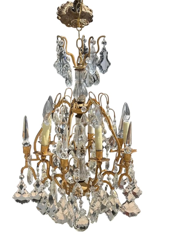 Image of Louis XV Style Gilt Bronze French Crystal Chandelier