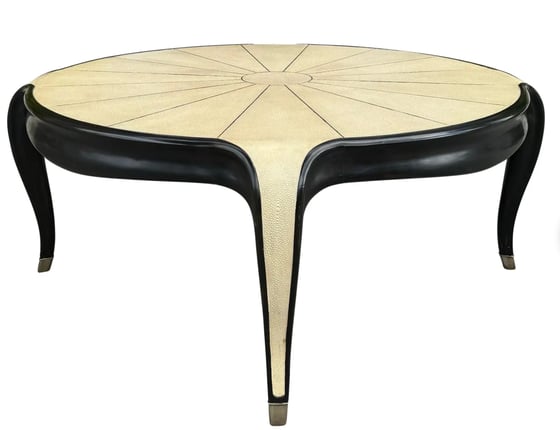 Image of Art Deco Style Shagreen & Ebony Cocktail or Round Coffee Table