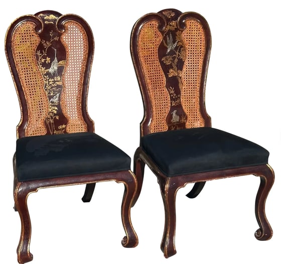 Image of Rose Tarlow Melrose House Chinoiserie Chairs - a Pair