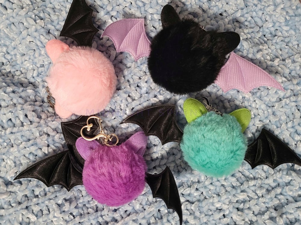 Image of Cat Bat Demon Faux Fur Keychains