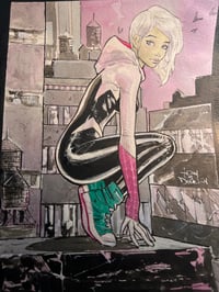 Spider-Gwen 9 x 12 watercolor illustration