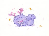 Image 2 of 'Sakura Sleepy Pup' Original Painting