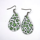 Image 1 of Lime Shamrock Cheetah Print Earrings