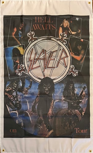 Image of Slayer " Hell Awaits Tour Poster " Flag / Banner / Tapestry