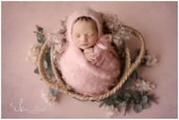 Image 3 of Fuzzy bonnet and wrap set | Newborn photo prop |18 colors | Made to order