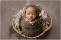 Image 4 of Fuzzy bonnet and wrap set | Newborn photo prop |18 colors | Made to order