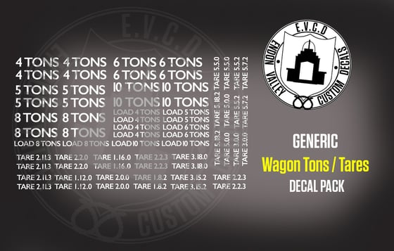Image of Narrow Gauge Railway Wagon Tons / Tares decal packs