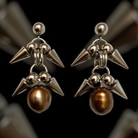 Image 1 of Chocolate Spike Pearl Earrings 