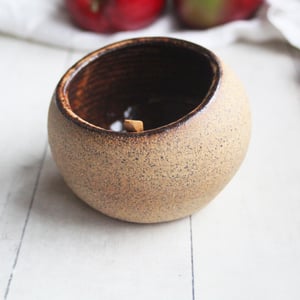 Image of Salt Cellar with Raw Stone Surface, Pottery Salt Pig in Speckled Stoneware Made in USA