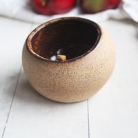 Image 5 of Salt Cellar with Raw Stone Surface, Pottery Salt Pig in Speckled Stoneware Made in USA