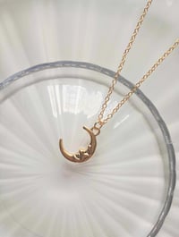 Image 3 of Gold Man in the Moon Pendant Necklace on 18" Chain