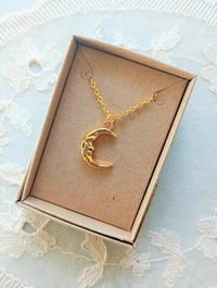 Image 1 of Gold Man in the Moon Pendant Necklace on 18" Chain