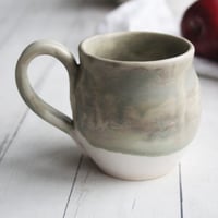 Image 2 of Matte Camo Green and White Stoneware Mug, 15 Oz. Rustic Coffee Cup, Ready to Ship Made in USA