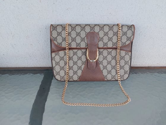 Image of Vintage Gucci brown GG monogram clutch shoulder bag