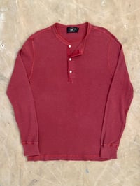 Image 2 of RRL GARMENT-DYED WAFFLE-KNIT HENLEY (red)