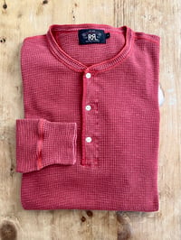 Image 1 of RRL GARMENT-DYED WAFFLE-KNIT HENLEY (red)