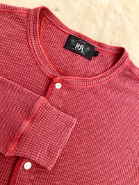 Image 5 of RRL GARMENT-DYED WAFFLE-KNIT HENLEY (red)