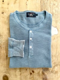 Image 1 of RRL GARMENT-DYED WAFFLE-KNIT HENLEY (emerald)