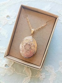 Image 1 of Floral Locket Pendant Necklace on 20" Chain