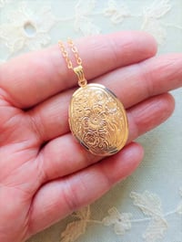 Image 2 of Floral Locket Pendant Necklace on 20" Chain **Imperfect Please See Description** 