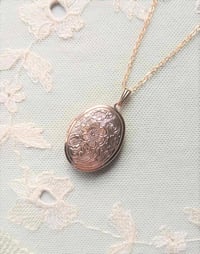 Image 1 of Floral Locket Pendant Necklace on 20" Chain **Imperfect Please See Description** 