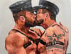 Leather muscle bears kissing