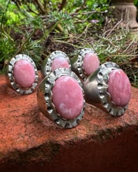 Image 1 of WL&A Handmade Oval Pink Opal Signet Ring Collection