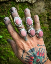 Image 3 of WL&A Handmade Oval Pink Opal Signet Ring Collection