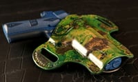 Image 5 of 5" 1911 Green and Black Camo with hand textured Black pancake holster.